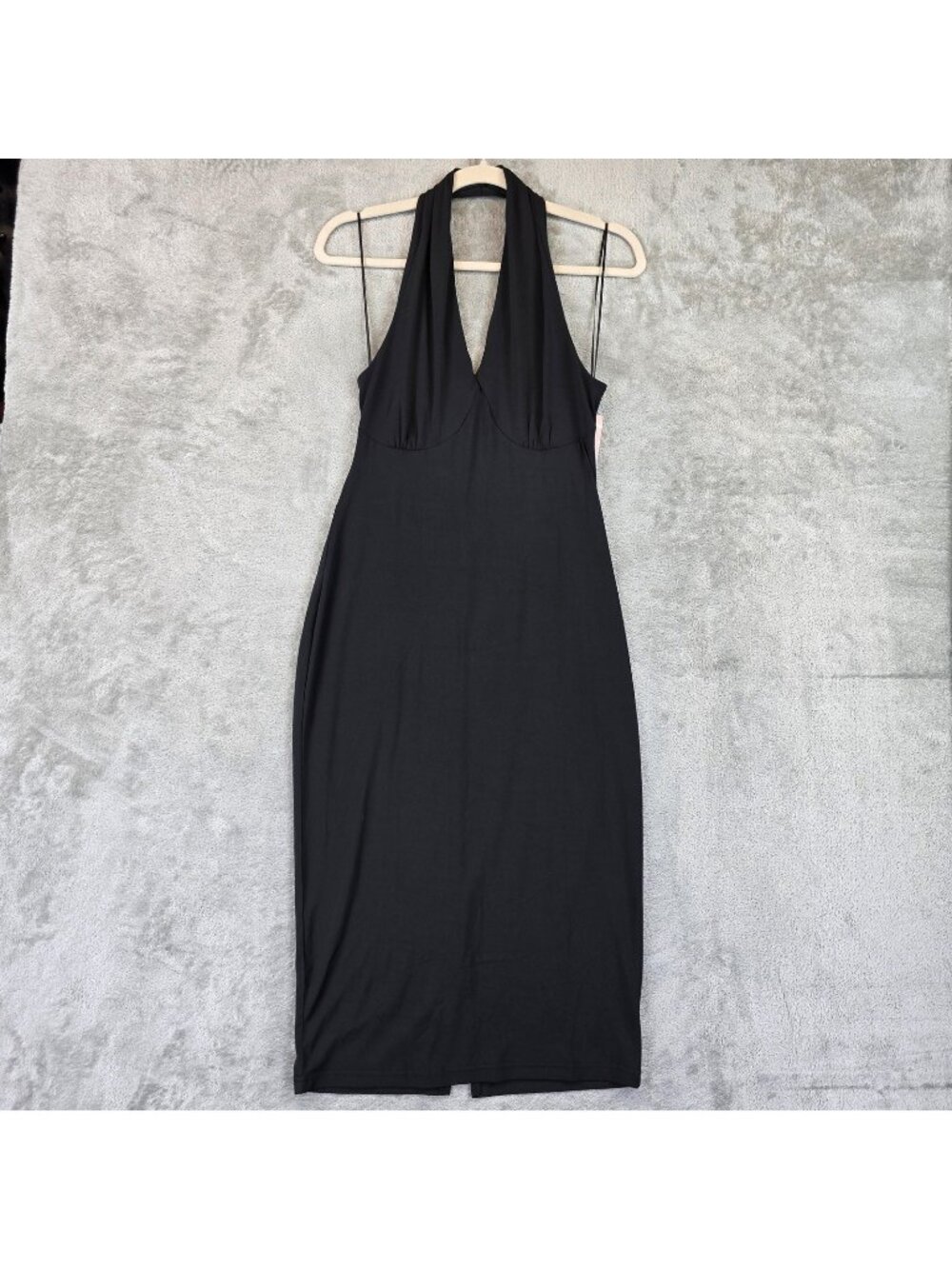 Luv Betsey Dress Womens Small Black Halter Bodycon Midi Cocktail Betsey Johnson